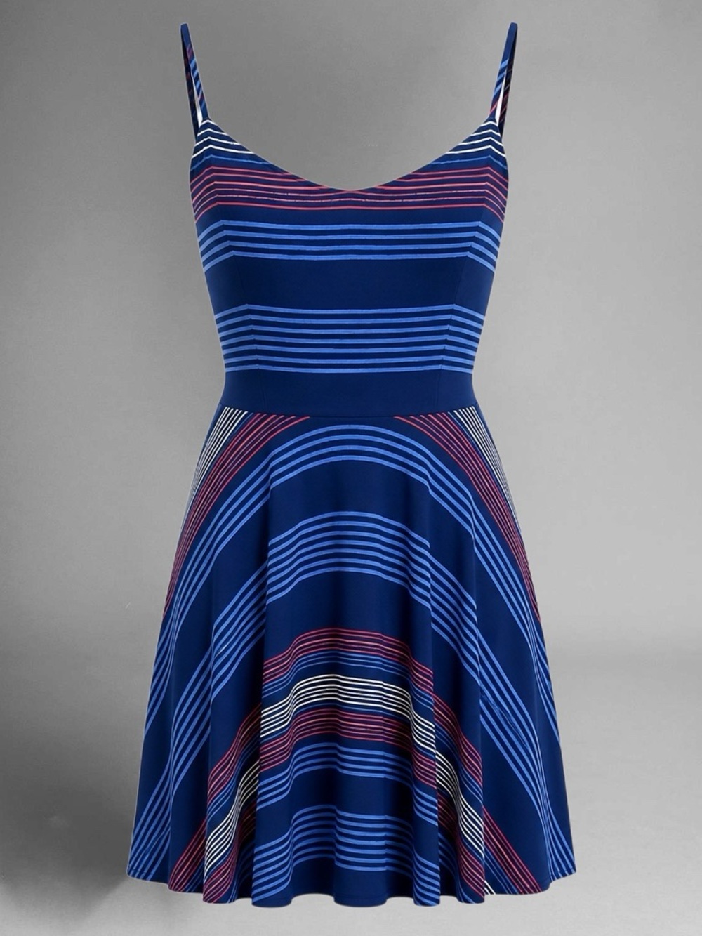 Old Navy Navy Blue Striped Spaghetti Strap Fit-and-Flare Dress